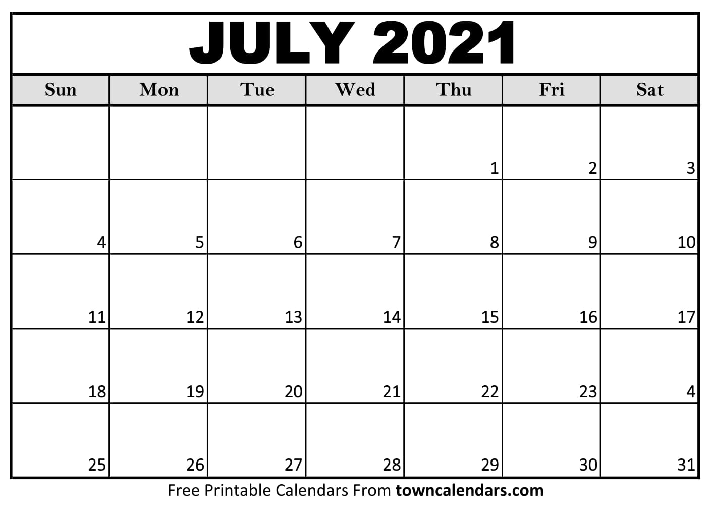 Printable July 2022 Calendar