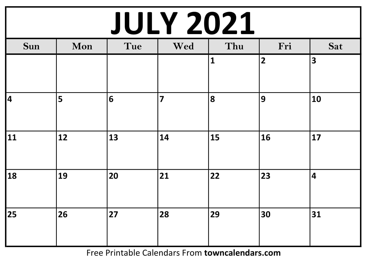 Blank July 2022 Calendar
